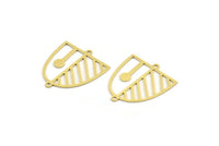 Brass D Shaped Charm, 12 Raw Brass D Shaped Charms With 2 Loops, Earrings, Connector Findings (26x24x0.60mm) A4430