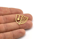 Brass D Shaped Charm, 12 Raw Brass D Shaped Charms With 2 Loops, Earrings, Connector Findings (26x24x0.60mm) A4430