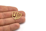 Brass D Shaped Charm, 12 Raw Brass D Shaped Charms With 2 Loops, Earrings, Connector Findings (26x24x0.60mm) A4430
