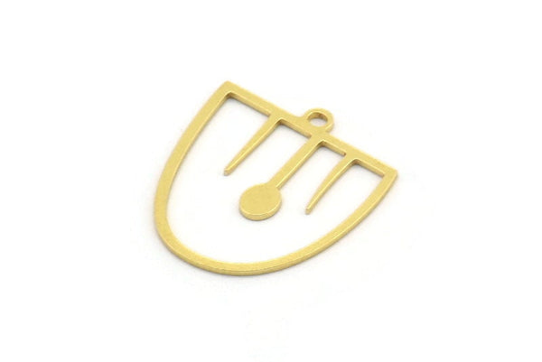 Brass D Shaped Charm, 24 Raw Brass D Shaped Charms With 1 Loop, Earrings, Findings (20x18x0.60mm) A4429