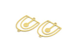 Brass D Shaped Charm, 24 Raw Brass D Shaped Charms With 2 Loops, Earrings, Connector Findings (24x18x0.60mm) A4425