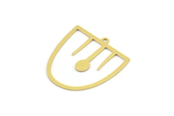 Brass D Shaped Charm, 12 Raw Brass D Shaped Charms With 1 Loop, Earrings, Findings (28x26x0.60mm) A4427
