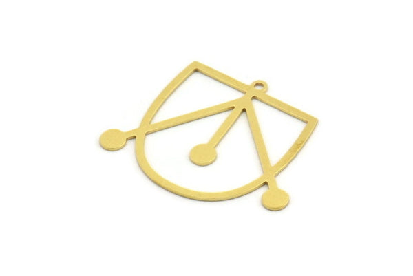 Brass D Shaped Charm, 8 Raw Brass D Shaped Charms With 1 Loop, Earrings, Findings (28x34x0.60mm) A4445