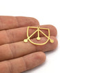 Brass D Shaped Charm, 8 Raw Brass D Shaped Charms With 1 Loop, Earrings, Findings (28x34x0.60mm) A4445