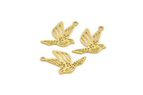 Brass Bird Charm, 24 Raw Brass Bird Shaped Charms With 1 Loop (18x18x0.60mm) A4437