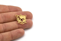 Brass Leopard Charm, 12 Raw Brass Leopard Charms With 1 Loop (21x20x0.60mm) A4380