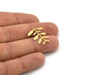 Brass Leaf Charm, 12 Raw Brass Branch Charms With 1 Loop, Charm Pendants (24x19x0.60mm) A4441