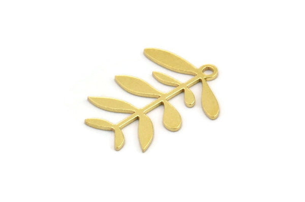 Brass Leaf Charm, 24 Raw Brass Branch Charms With 1 Loop, Charm Pendants (20x16x0.60mm) A4438
