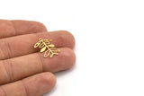 Brass Leaf Charm, 24 Raw Brass Branch Charms With 1 Loop, Charm Pendants (20x16x0.60mm) A4439