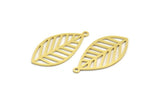 Brass Leaf Charm, 12 Raw Brass Leaf Charms With 1 Loop, Findings (30x15.5x0.60mm) A4450