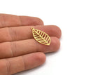 Brass Leaf Charm, 12 Raw Brass Leaf Charms With 1 Loop, Findings (30x15.5x0.60mm) A4450