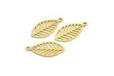 Brass Leaf Charm, 24 Raw Brass Leaf Charms With 1 Loop, Findings (20x10x0.60mm) A4448