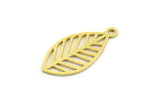 Brass Leaf Charm, 24 Raw Brass Leaf Charms With 1 Loop, Findings (20x10x0.60mm) A4448