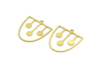 Brass D Shaped Charm, 12 Raw Brass D Shaped Charms With 1 Loop, Earrings, Findings (24x22x0.60mm) A4455