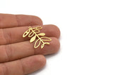 Brass Leaf Charm, 8 Raw Brass Branch Charms With 1 Loop, Charm Pendants (29x24x0.60mm) A4451