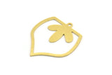 Brass Leaf Charm, 12 Raw Brass Leaf Charms With 1 Loop, Findings (27.5x24x0.60mm) A4459