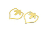 Brass Leaf Charm, 12 Raw Brass Leaf Charms With 1 Loop, Findings (27.5x24x0.60mm) A4459