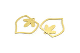 Brass Leaf Charm, 12 Raw Brass Leaf Charms With 1 Loop, Findings (27.5x24x0.60mm) A4459