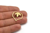 Brass Leaf Charm, 12 Raw Brass Leaf Charms With 1 Loop, Findings (27.5x24x0.60mm) A4459