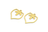 Brass Leaf Charm, 24 Raw Brass Leaf Charms With 1 Loop, Findings (19x16x0.60mm) A4456