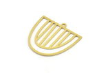 Brass D Shaped Charm, 12 Raw Brass D Shaped Charms With 1 Loop, Earrings, Findings (24x24x0.60mm) A4467