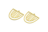 Brass D Shaped Charm, 12 Raw Brass D Shaped Charms With 1 Loop, Earrings, Findings (24x24x0.60mm) A4467
