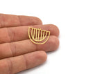 Brass D Shaped Charm, 12 Raw Brass D Shaped Charms With 1 Loop, Earrings, Findings (24x24x0.60mm) A4467