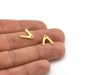 Brass Charm, 24 Raw Brass, Brass Pendants, Charm Pendants, V Shaped Charms, Brass V Shaped Charms With 1 Hole (12x12x0.60mm) A4484