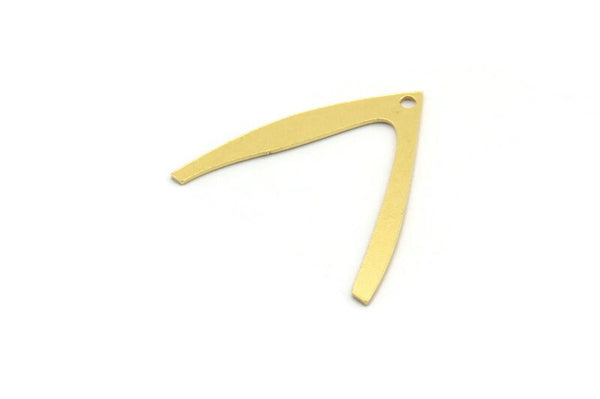 Brass Charm, 12 Raw Brass, Brass Pendants, Charm Pendants, V Shaped Charms, Brass V Shaped Charms With 1 Hole (25x26x0.60mm) A4477