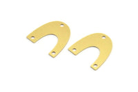 Brass Charm, 10 Raw Brass, Brass Pendants, Charm Pendants, U Shaped Charms, Brass Semi Circle Charms With 3 Holes (20x9x0.60mm) A4473