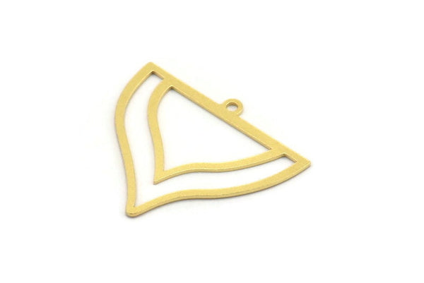 Brass Triangle Charm, 12 Raw Brass Triangle Shaped Charms With 1 Loop (24x28x0.60mm) A4475