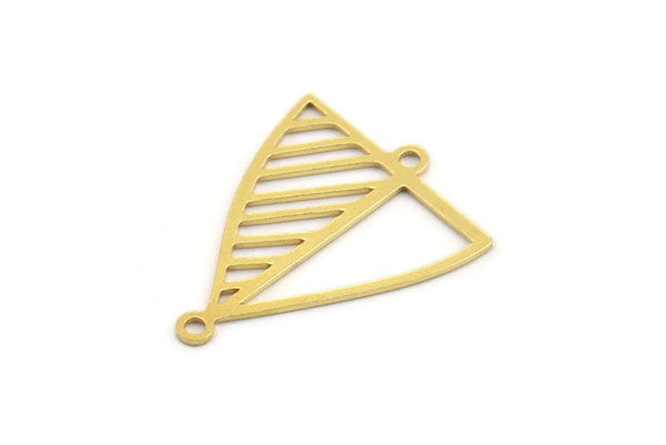 Pirinç Üçgen Charm, 2 Döngülü 24 Ham Pirinç Üçgen Şekilli Charm, Bağlantı Parçaları (24x19x0,60 mm) A4486