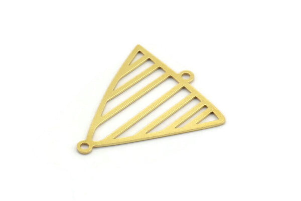 Pirinç Üçgen Charm, 2 Döngülü 12 Ham Pirinç Üçgen Şekilli Charm, Bağlantı Parçaları (26x23,5x0,60 mm) A4490
