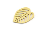Brass Leaf Charm, 10 Raw Brass Leaf Shaped Charms, Findings (22x17x1mm) A4603