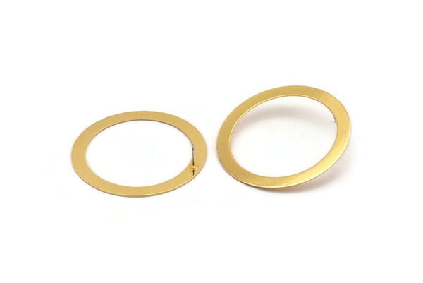 Gold Circle Earring, 2 Gold Plated Brass Circle Stud Earrings (51x0.70mm) D0516 A2197