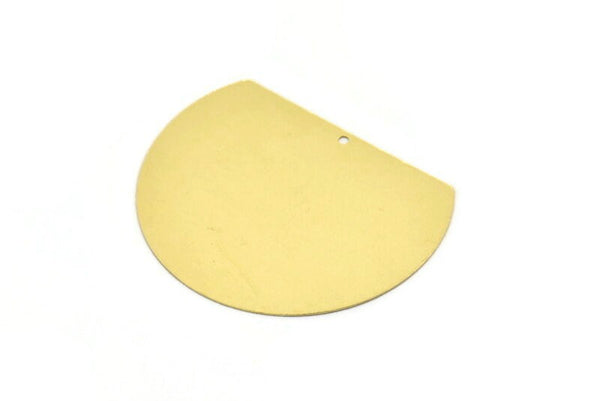 Wide Semi Circle, 6 Raw Brass Semi Circle Blanks With 1 Holes (52x41x0.40mm) B0307