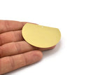 Wide Semi Circle, 6 Raw Brass Semi Circle Blanks With 1 Holes (52x41x0.40mm) B0307