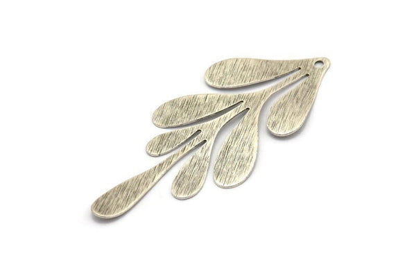 Silver Leaf Charm, 4 Antique Silver Plated Brass Textured Leaf Charm Earrings With 1 Hole, Findings (62x26x0.60mm) D680
