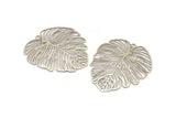 Monstera Charm, 2 Antik Gümüş Kaplama Pirinç Monstera Yaprak Charm, 1 Halka, Kolye Uçları, Küpeler, Bulgular (49x44x0,40 mm) D0618 H0643