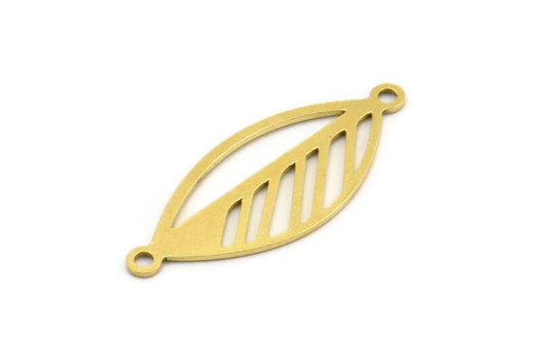 Pirinç Yaprak Charm, 2 Döngülü 12 Ham Pirinç Yaprak Bağlantı Parçası, Bulgular (28x12x0,60 mm) A4518
