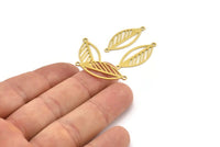 Pirinç Yaprak Charm, 2 Döngülü 12 Ham Pirinç Yaprak Bağlantı Parçası, Bulgular (28x12x0,60 mm) A4518