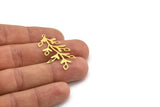 Brass Flower Charm, 8 Raw Brass Flower Shaped Charms With 1 Loop, Findings (36x22x0.60mm) A4542