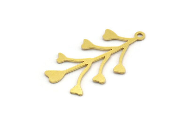 Brass Flower Charm, 12 Raw Brass Flower Shaped Charms With 1 Loop, Findings (30x16x0.60mm) A4556