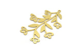 Brass Flower Charm, 4 Raw Brass Flower Shaped Charms With 1 Loop, Findings (46x36x0.60mm) A4543
