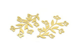 Brass Flower Charm, 4 Raw Brass Flower Shaped Charms With 1 Loop, Findings (46x36x0.60mm) A4543