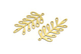 Brass Leaf Charm, 6 Raw Brass Branch Charms With 1 Loop, Charm Pendants (39x19x0.60mm) A4529