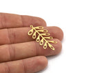 Brass Leaf Charm, 6 Raw Brass Branch Charms With 1 Loop, Charm Pendants (39x19x0.60mm) A4529
