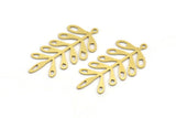 Brass Leaf Charm, 6 Raw Brass Branch Charms With 1 Loop, Charm Pendants (39x19x0.60mm) A4529
