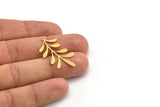 Brass Leaf Charm, 8 Raw Brass Branch Charms With 1 Loop, Charm Pendants (34x19.5x0.60mm) A4541