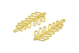 Brass Leaf Charm, 8 Raw Brass Branch Charms With 1 Loop, Charm Pendants (40x17x0.60mm) A4535